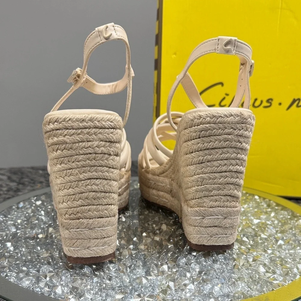 Circus by Sam Edelman Women's Irene Strappy espadrilles Tan Wedge Sandals NEW 10